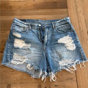 American Eagle Outfitters Light Blue Distressed Denim Cutoff Shorts